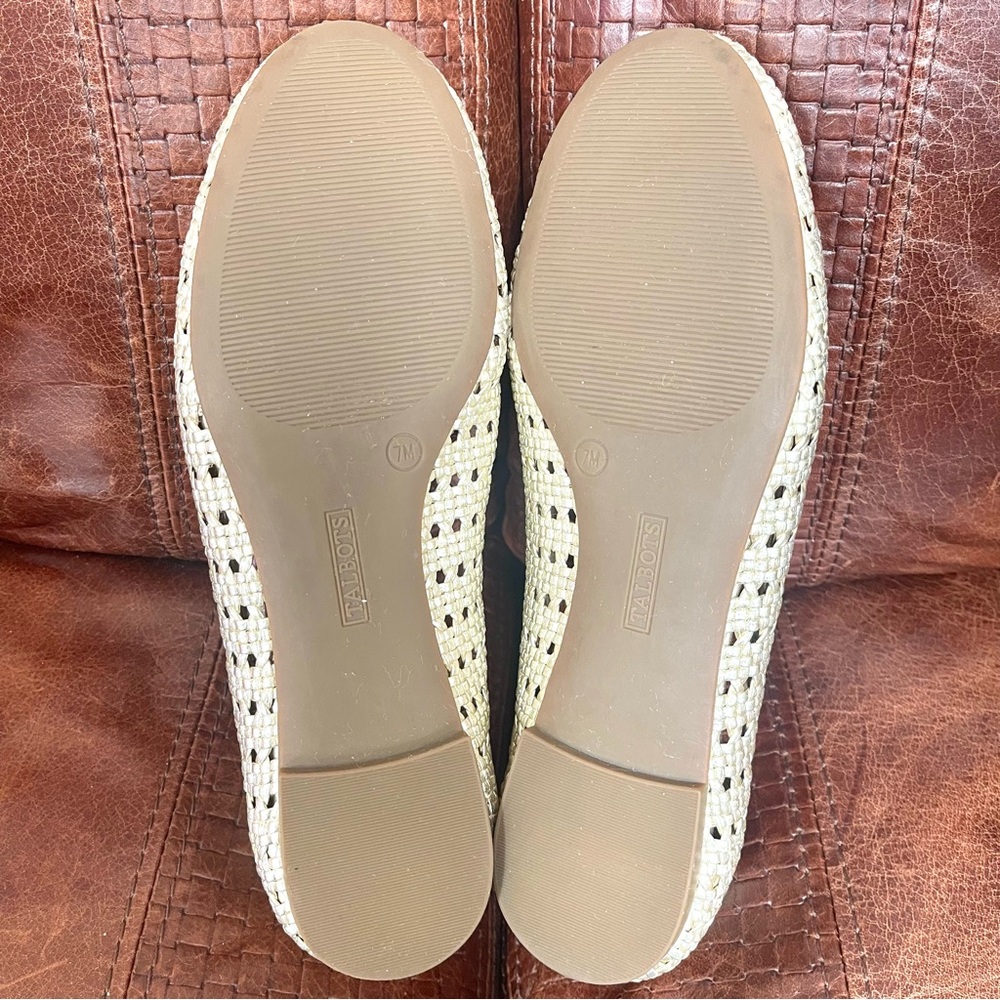 Talbots Blair Woven Design Ballet Flats Loafers In Metallic Gold Color Size 7 - Picture 4 of 7